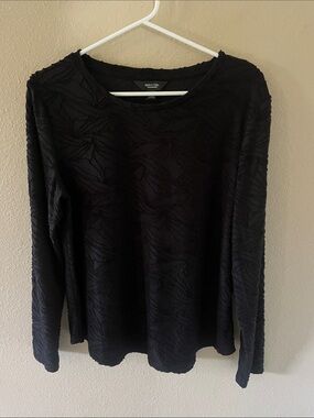 Simply Vera Vera Wang Black Textured Long-Sleeve Tee
